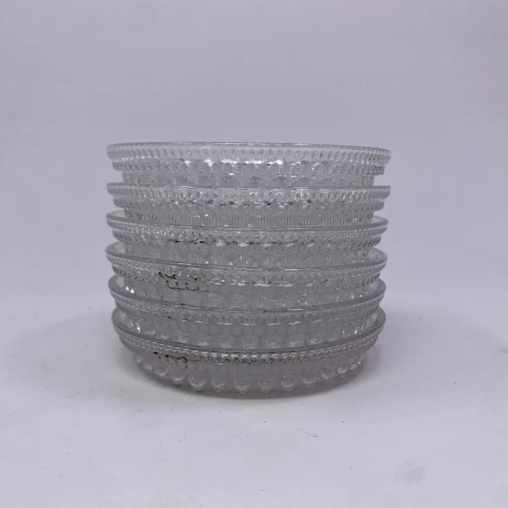 Set of 6 Arabia Finland Oiva Toikka Kastehelmi Dew Drop Glass Coasters Hobnail